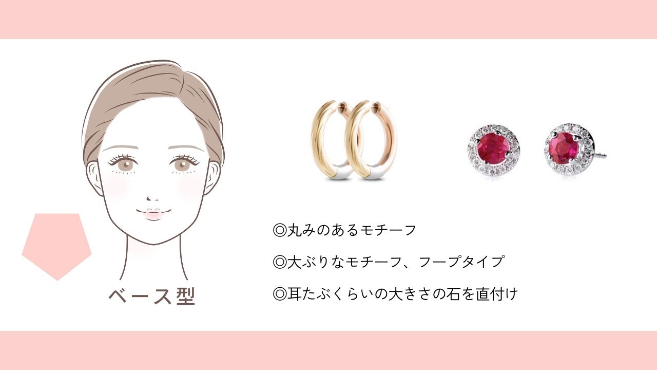 四角（ベース型）の輪郭に合うイヤリング・ピアス