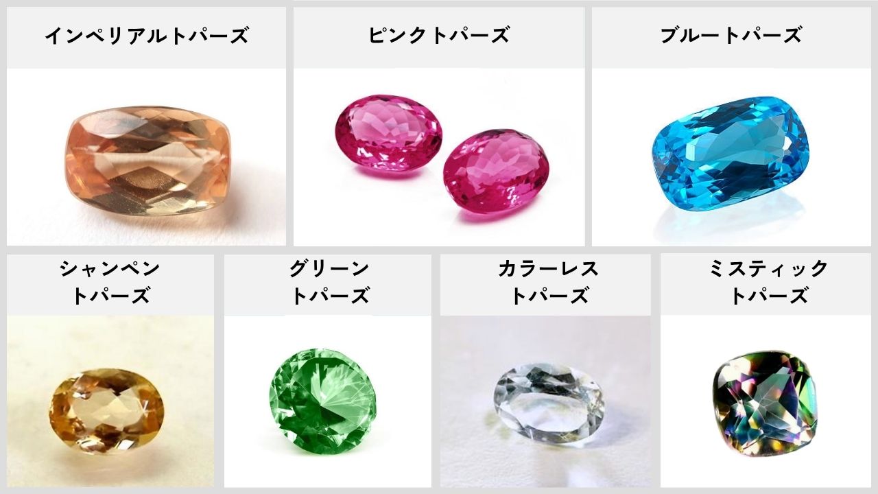 トパーズのカラーバリエーションと呼び方