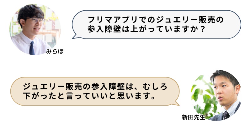 フリマアプリのジュエリー販売の参入障壁は上がっていますか？